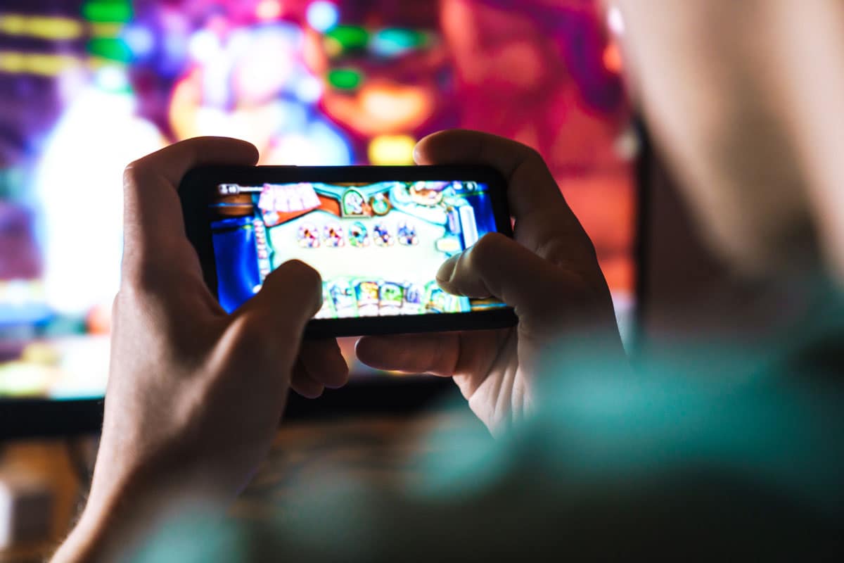 mobile gamer close up